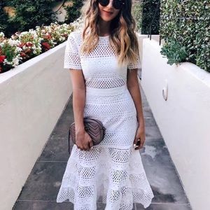 White Bea Lace Eyelet Midi Dress US size 4